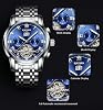 Men's Automatic Mechanical Watches Luxury Dress Waterproof Self Winding Chronograph Stainless Steel Luminous Date Tourbillon Wristwatch for Men