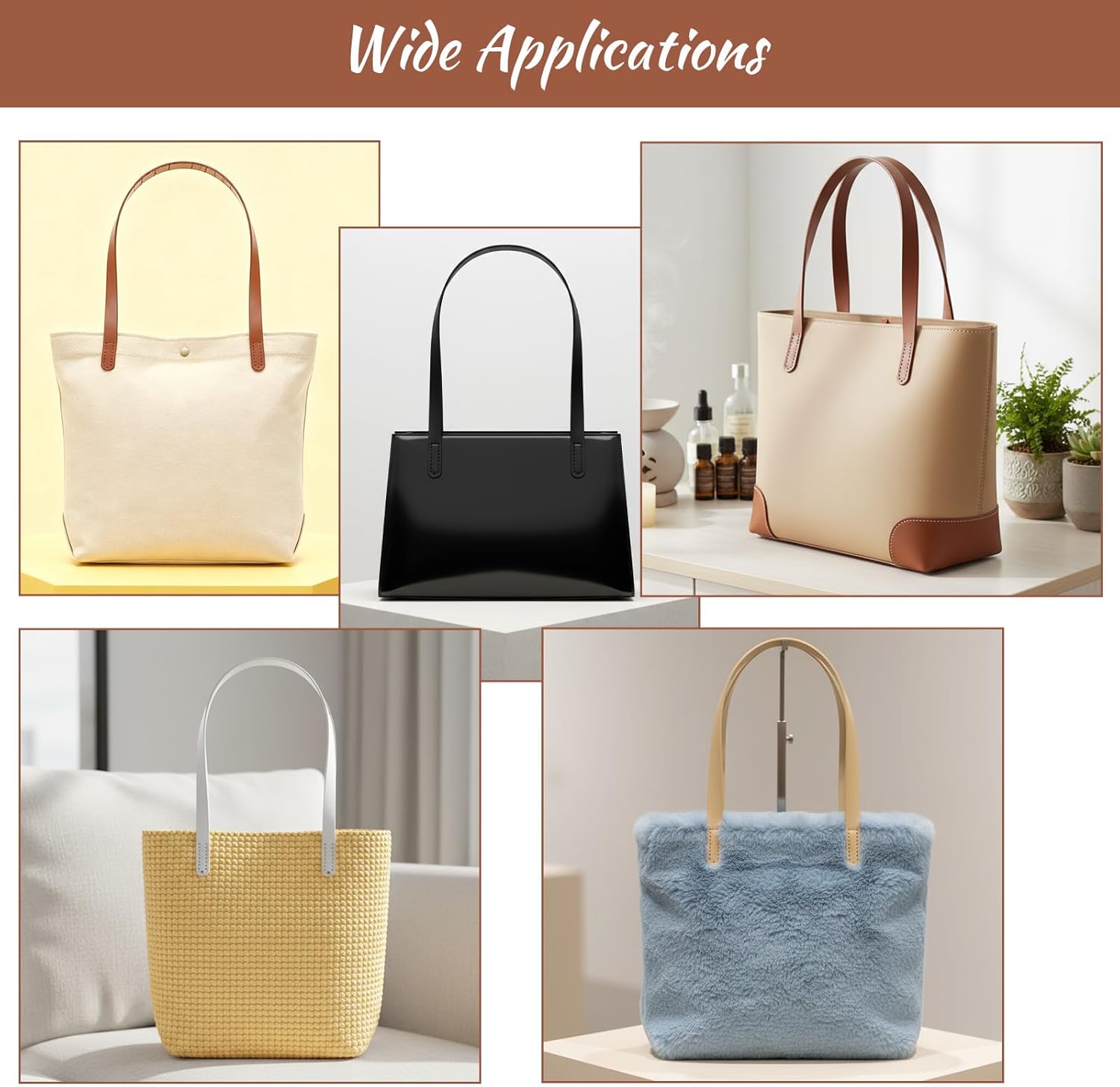 20 Pcs 24.8"L Leather Purse Handles, Premium Leather Purse Straps for Handbags Replacement, Multi-Color Bag Handles for Bag Making DIY Craft Supplies (5 Classic Colors) - Image 7