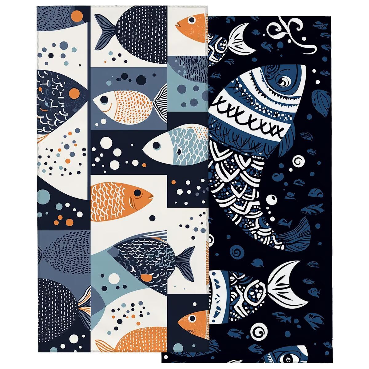 Telo Mare Microfibra, Telo Mare Grande 100x220cm 2 Pezzi, Asciugamano Palestra Donna Asciugatura Rapida, Antisabbia Asciugamano Microfibra, Leggero Asciugamani Palestra per Regalo (Pescare) -4270