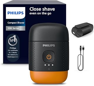 Philips Rasierer Series 500 - kompakter Elektrorasierer für Herren, 3D-Scherkopf, elektrischer Nass- und Trockenrasierer, Reiseetui, Reisesperre, magnetische Kappe, Modell S595/05
