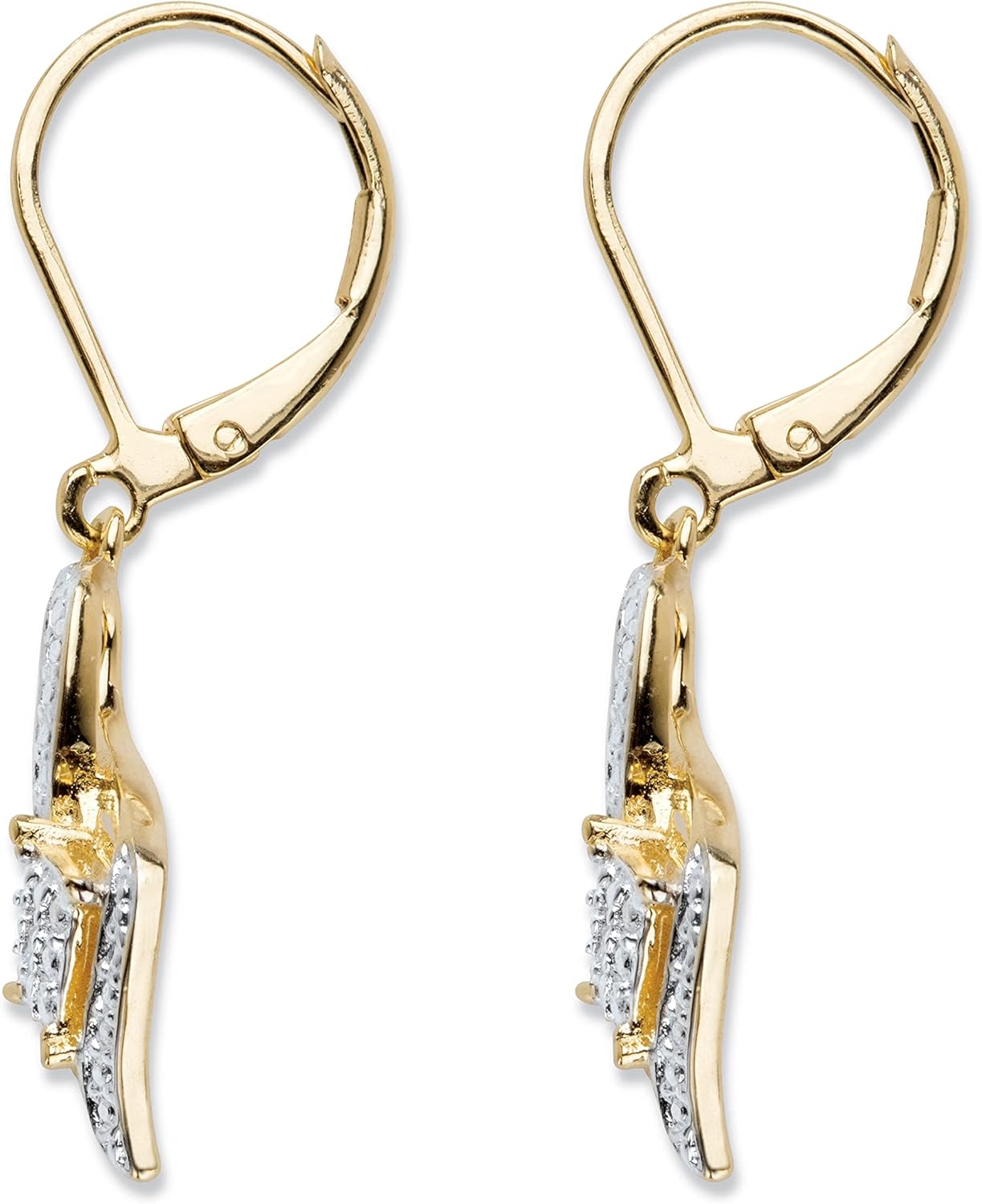 PalmBeach Yellow Gold-plated Genuine Diamond Accent Ribbon Bypass Drop Earrings (35x10mm)