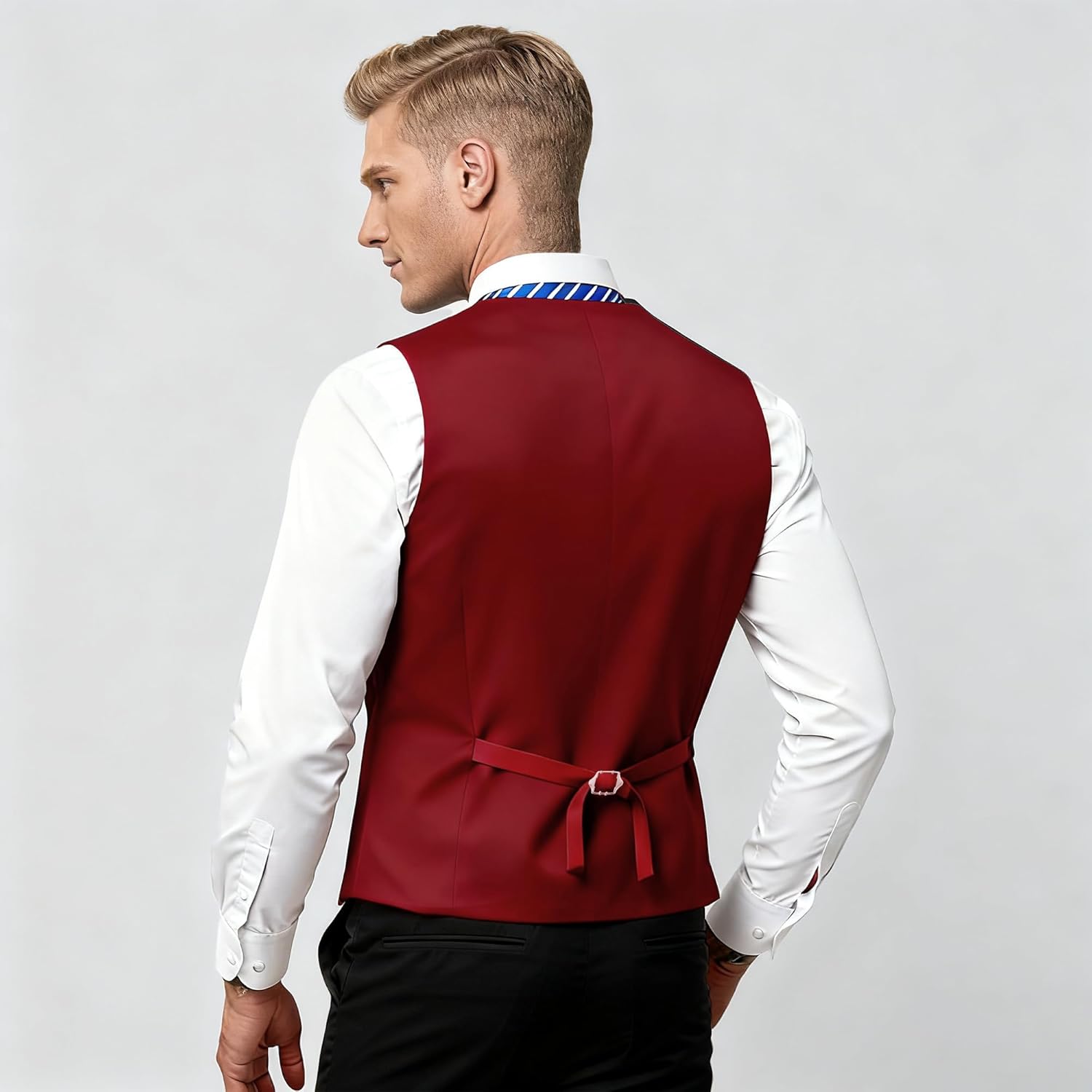 BABEYOND Men's Suit Vest Slim Fit Waistcoat Business Dress Vests for Suit Tuxedo - Image 6