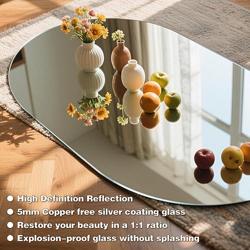 Miniatura 6 de TheiaMo Espejo de baño LED ovalado, de 30 x 22 pulgadas, espejo sin marco, espejo de tocador de maquillaje con tira de luz, espejo con luz