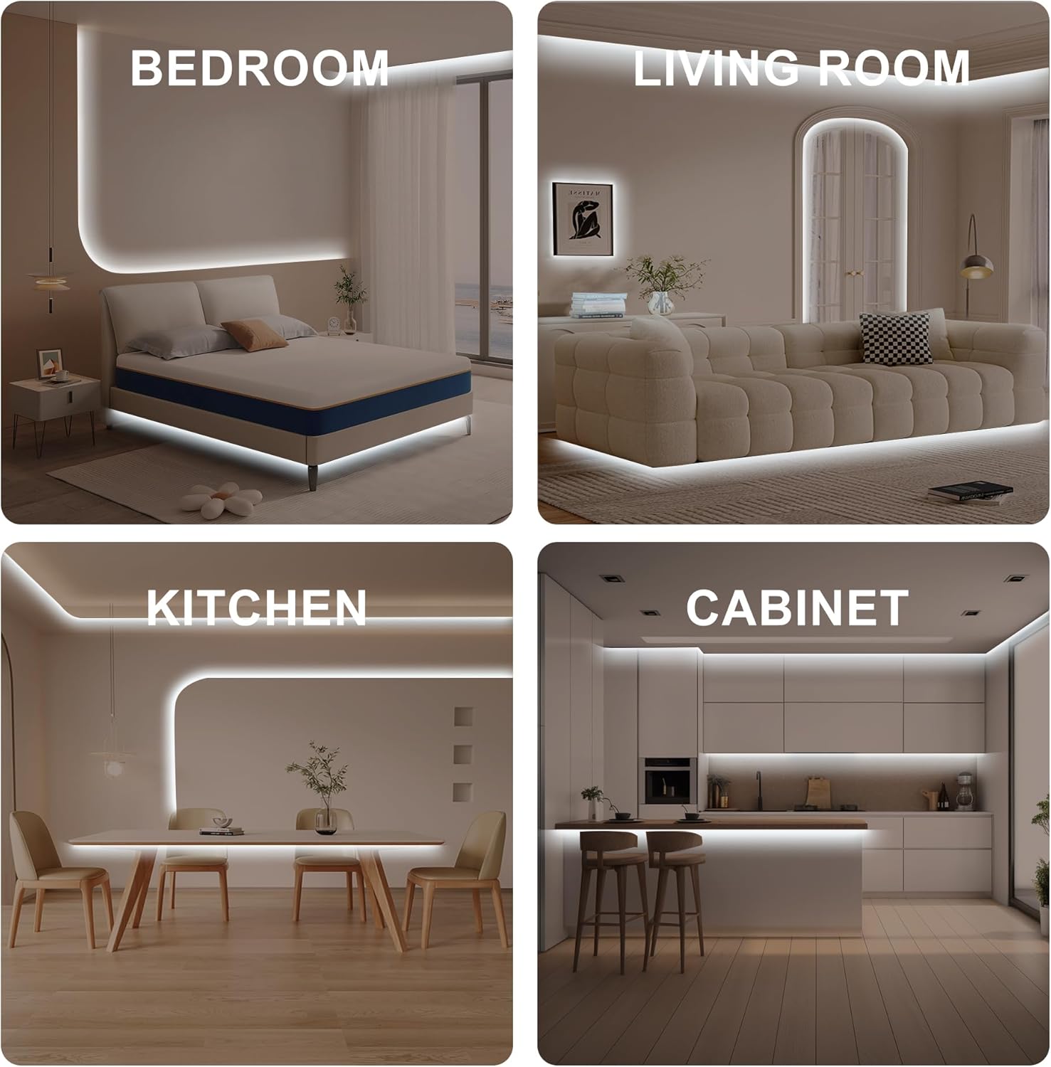 32.8ft COB Led Strip Light with Remote, 6500K Ra93+ Dimmable Bright Daylight White Led COB Strip Light, White Continuous Led Strip Light for Mirror, Stair, Cabinet, Room - Image 7