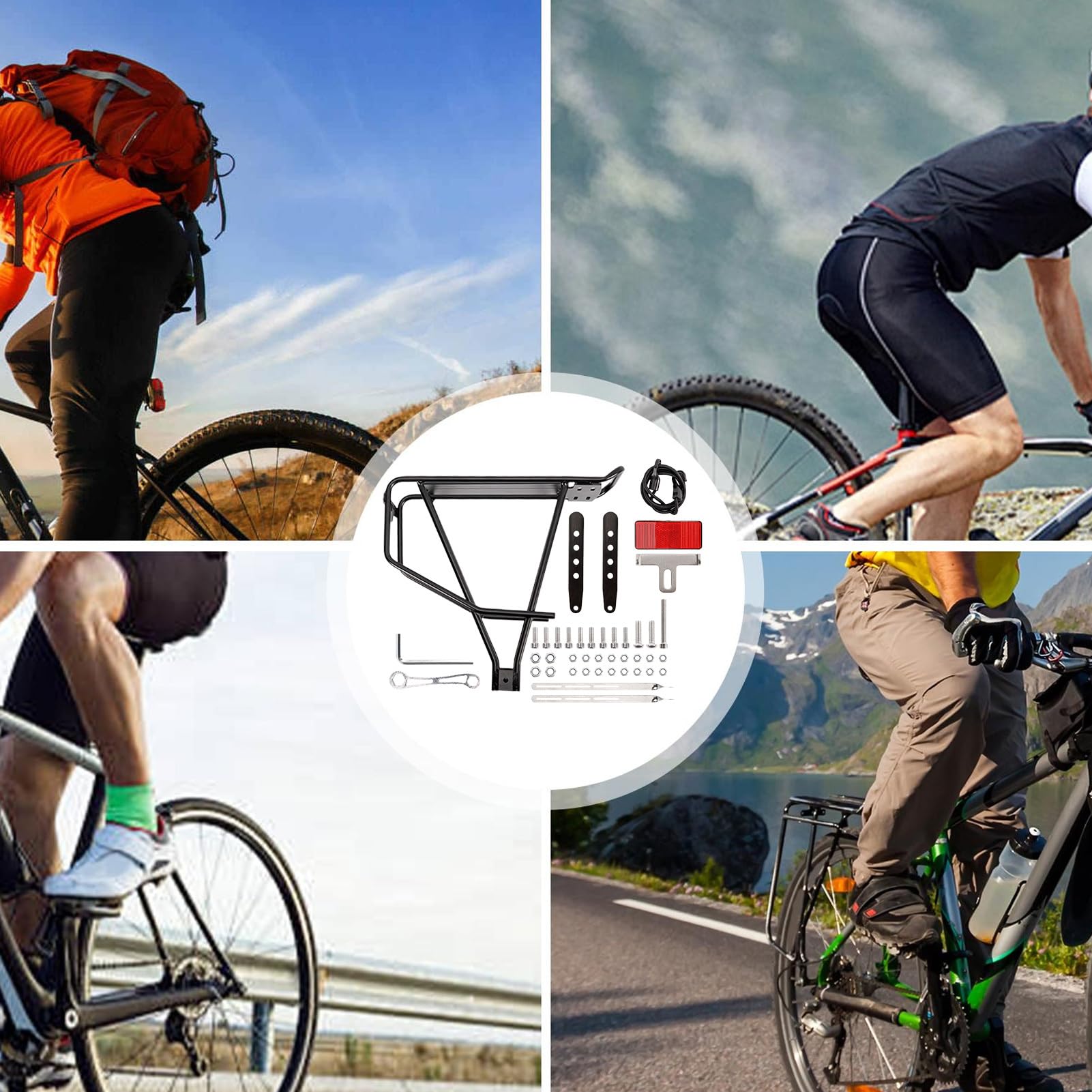 Fahrrad-Rückenträger,Fahrrad-Hinterradträger,Fahrrad-Hinterradträger Aus | Aluminiumlegierung - Fahrrad-Gepäckträger, Fahrradzubehör Für Gepäck, Fracht, Kleidung