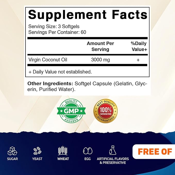 Vitamatic Aceite de Coco Virgen 3000 mg, 180 Cápsulas miniatura 2