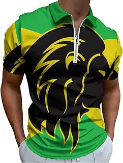 Jamaica Flag Lion Reggae Men's Golf Polo-Shirt Summer Short Sleeve T-Shirt Quick Dry Muscle Tees