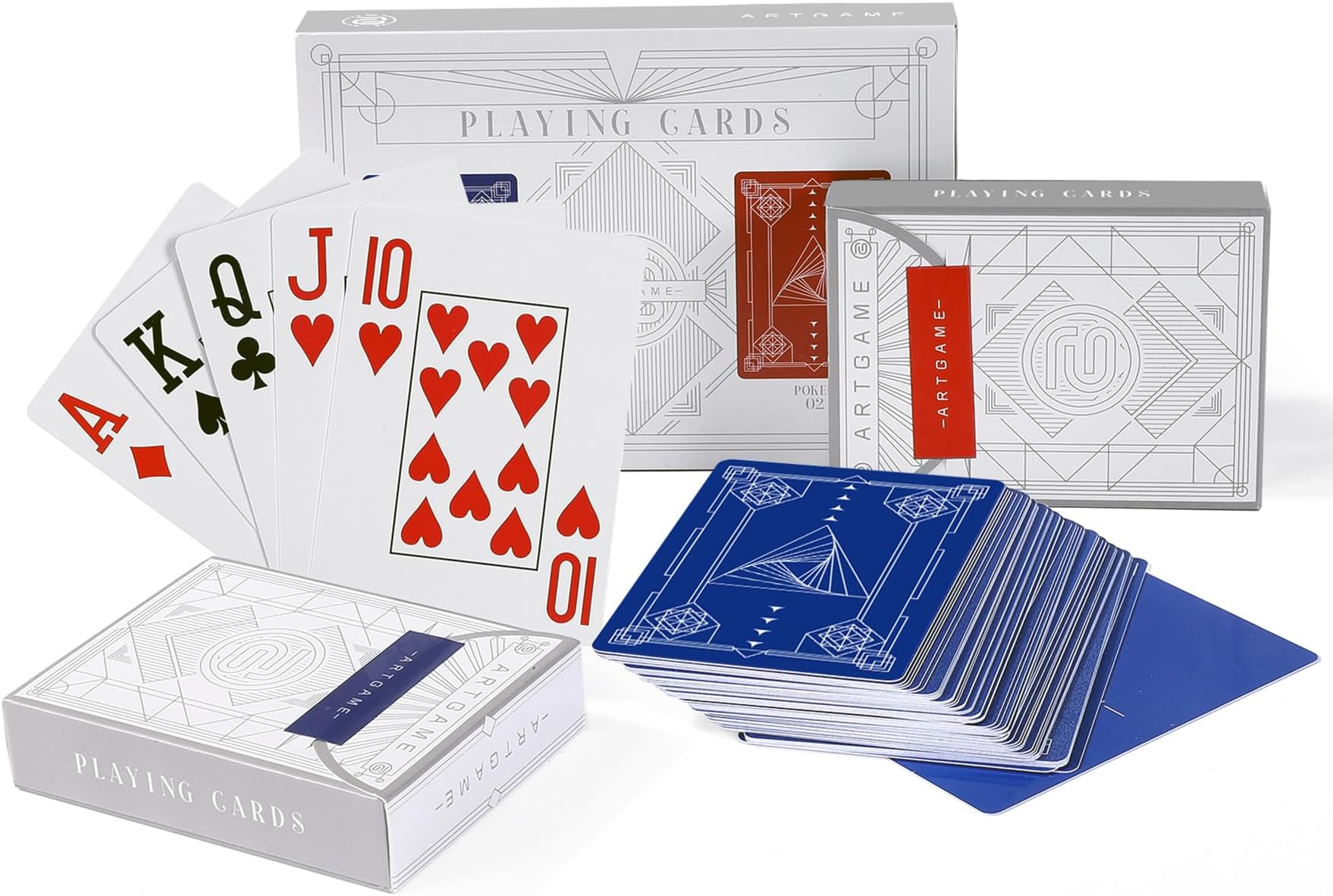 ARTGAME 100% Plastic Playing Cards, 2-Deck Poker Card, Jumbo Index, Waterproo...