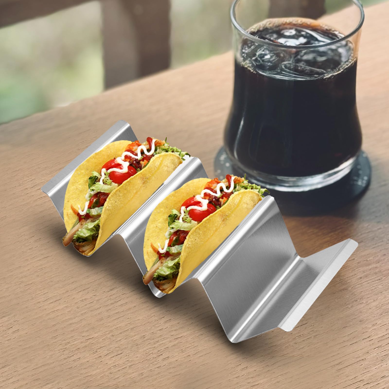 Sosoport Soporte para Tacos de Acero Inoxidable 4 Piezas 3 Ranuras, Apto para Horno y Lavavajillas, Adecuado para Casa y Restaurante
