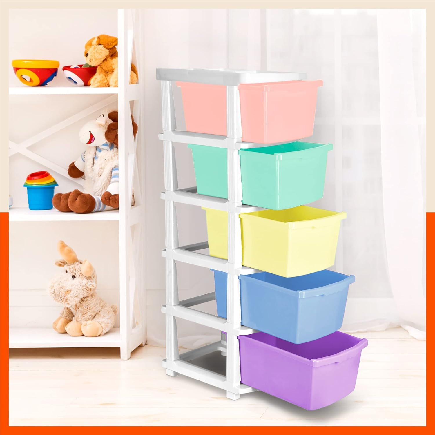 Bathla STOMO 5 XL Drawers Multi-purpose Modular Storage for Home, Kitchen & Office | Easy to Move with Trolley Wheels | Chest of Drawers | Multicolour – Pastel (Plastic) Bathla STOMO 5 XL Drawers Multi-purpose Modular Storage for Home, Kitchen & Office | Easy to Move with Trolley Wheels | Chest of Drawers | Multicolour – Pastel (Plastic)