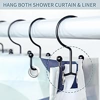 Vista 3 de Goowin Shower Curtain Hooks, 12 Pcs Shower Curtain Rings, Durable Rust Proof Black Shower Curtain Hooks, Shower Rings for Curtain, Double Glide