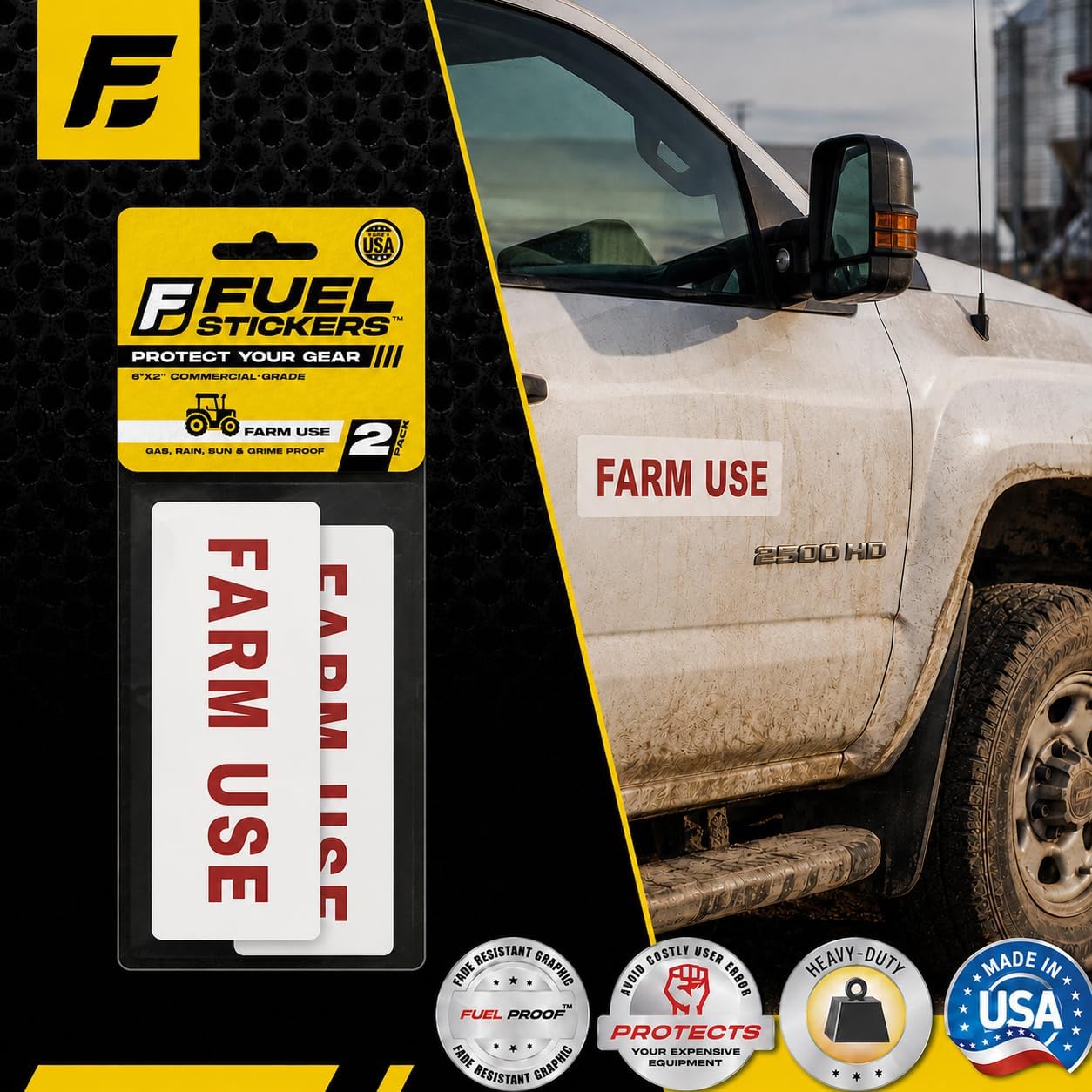Farm Use Sticker - Agricultural Equipment Identification Label - Bumper Sticker - Outdoor Rated - Heavy Duty, Weather Proof, Ultra Durable - USA Made (6x2 inch), 2 Labels image 2