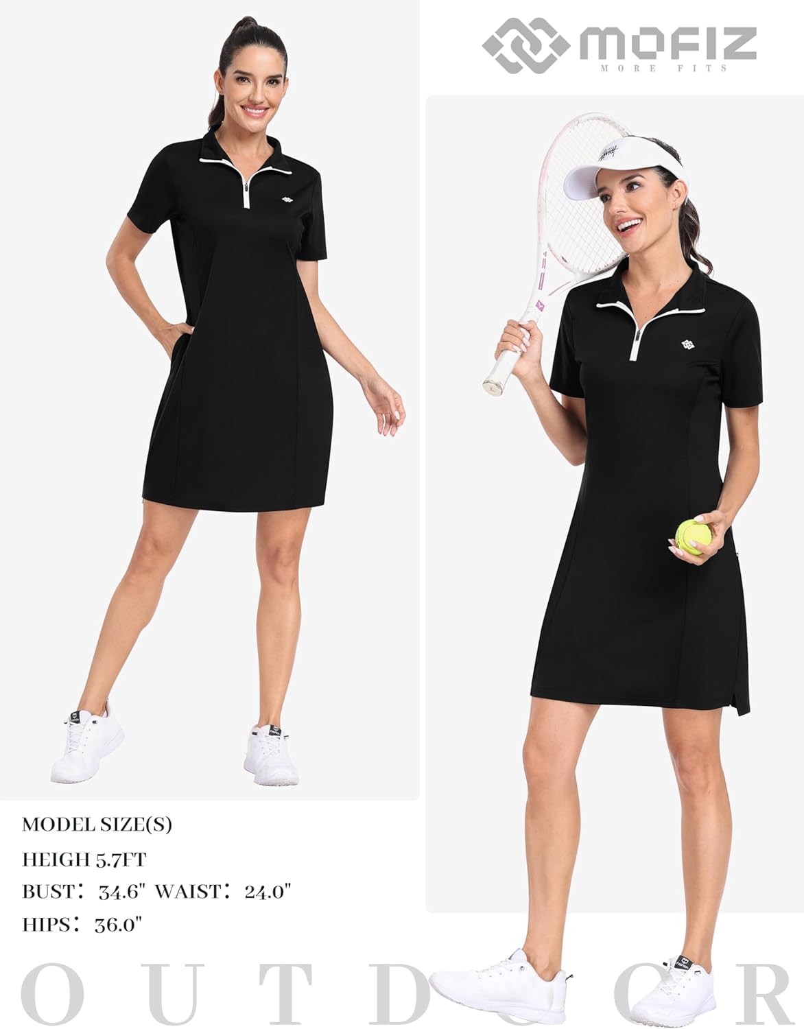 MoFiz Women's Golf Tennis Dress Sports Polo Dress Short Sleeve Quick Dry Casual Workwear Button - Image 6