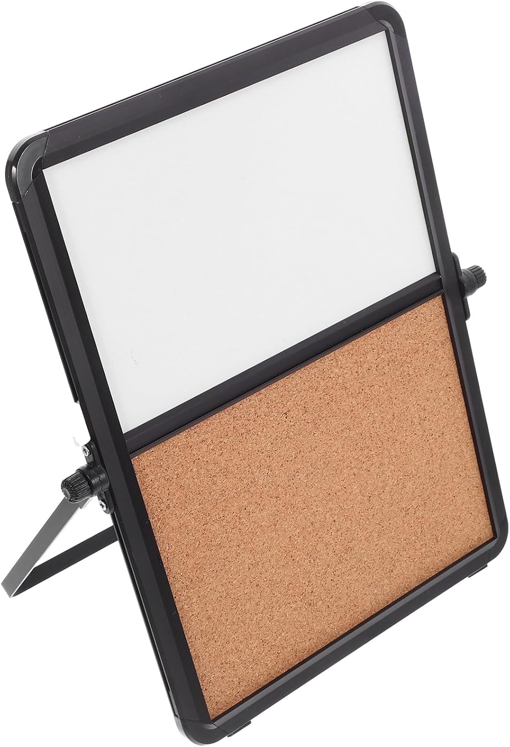 SMASOLO Desktop Cork Bulletin Board with Whiteboard Dual-Sided Writing Surface Decorative Pinboard for Home Office Study Tabletop Cork Boards with Stand for Notes Memos and Reminders