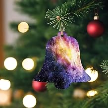 Galaxy Christmas Tree Ornaments, Gas Cloud in Space Dust,Christmas Decorative for Xmas Tree Decor Holiday Party Wedding Decoration,Bell - 4 Pack