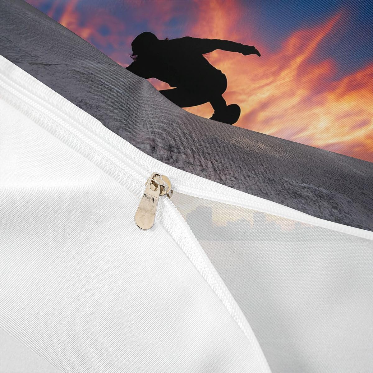 Feelyou Skateboard Duvet Cover Set Full Size for Teens 3D Print Extreme Sports Bedding Set Sports Theme Comforter Cover with 2 Pillowcases Ultra Soft Microfiber Zipper Unique Design 3 Pcs