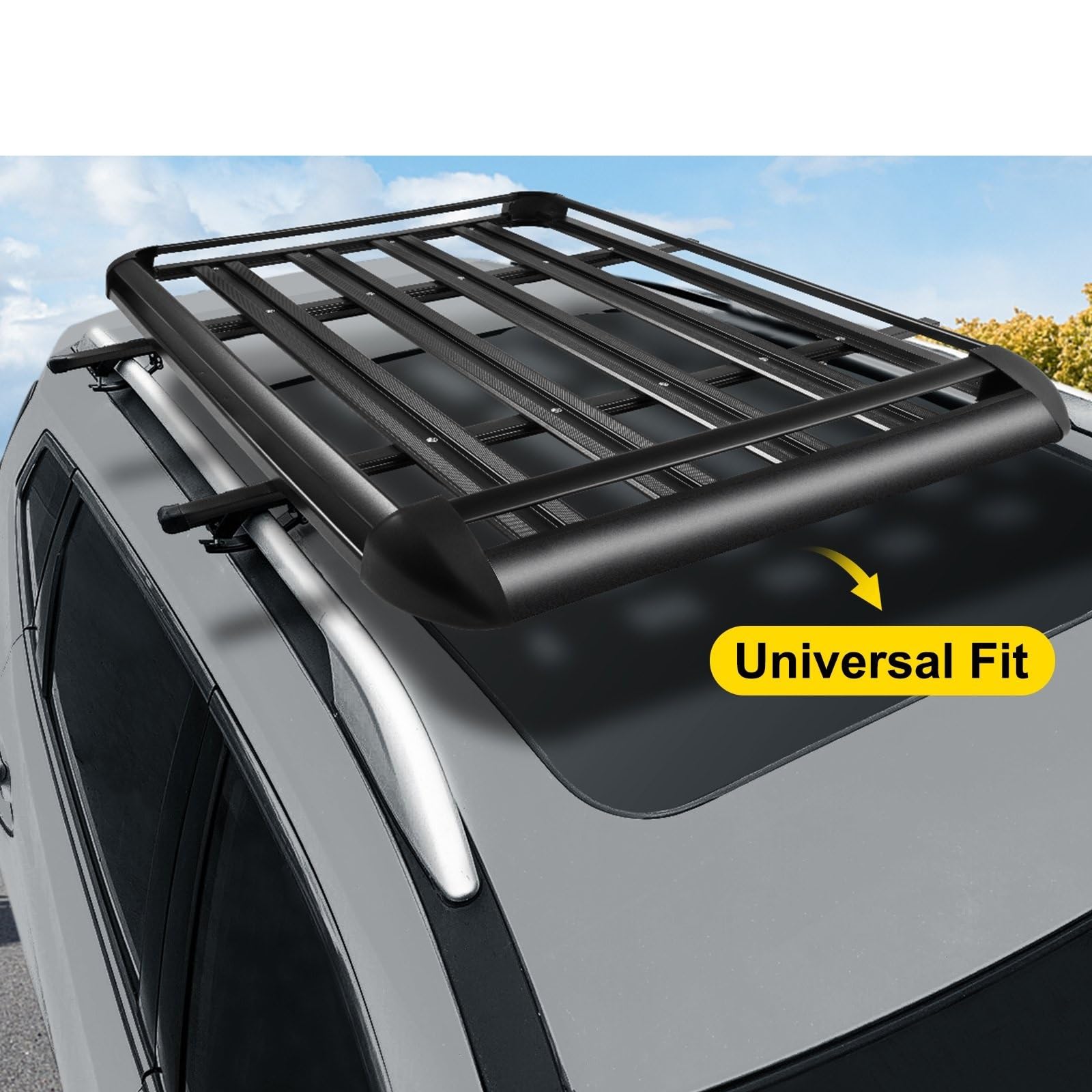 Portapacchi Universale Da Tetto, Portata 100 Kg, Per Auto, Bagagli, Tenda, Barre Trasversali, Portasci, Portabici, Rimorchio, Camper, Furgone Barre Trasversali Lega