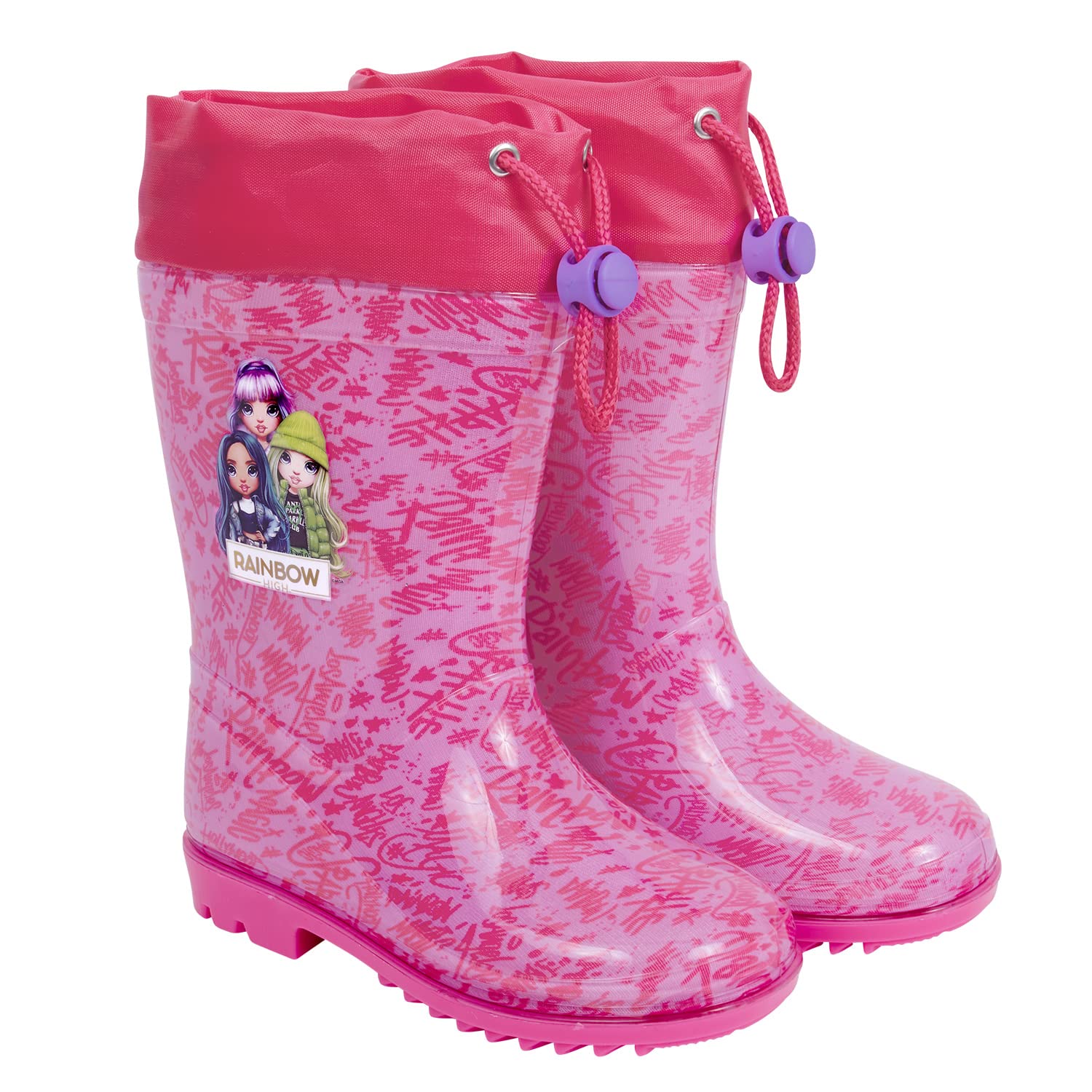 Bottes De Pluie Enfant PERLETTI Cool Kids - Semelle Antidérapante - Réfléchissantes Bleu/Vert/Rose