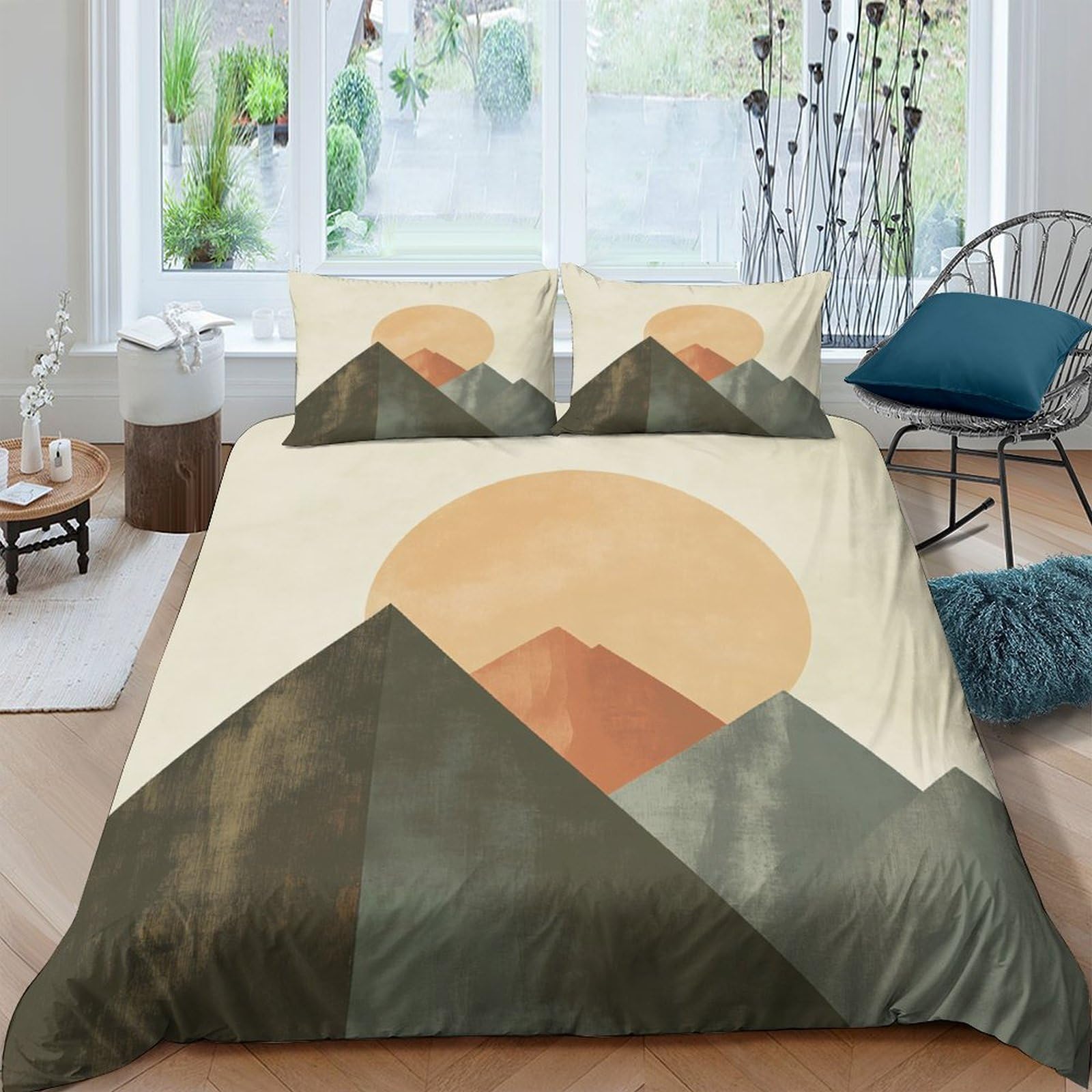 Ctjqhvkz Style-8 3D Printed Mountain Sunrise Fitted Sheet Microfiber Soft Breathable Sunset Peak Mattress Cover For Bedroom Decor Single（135X200cm）