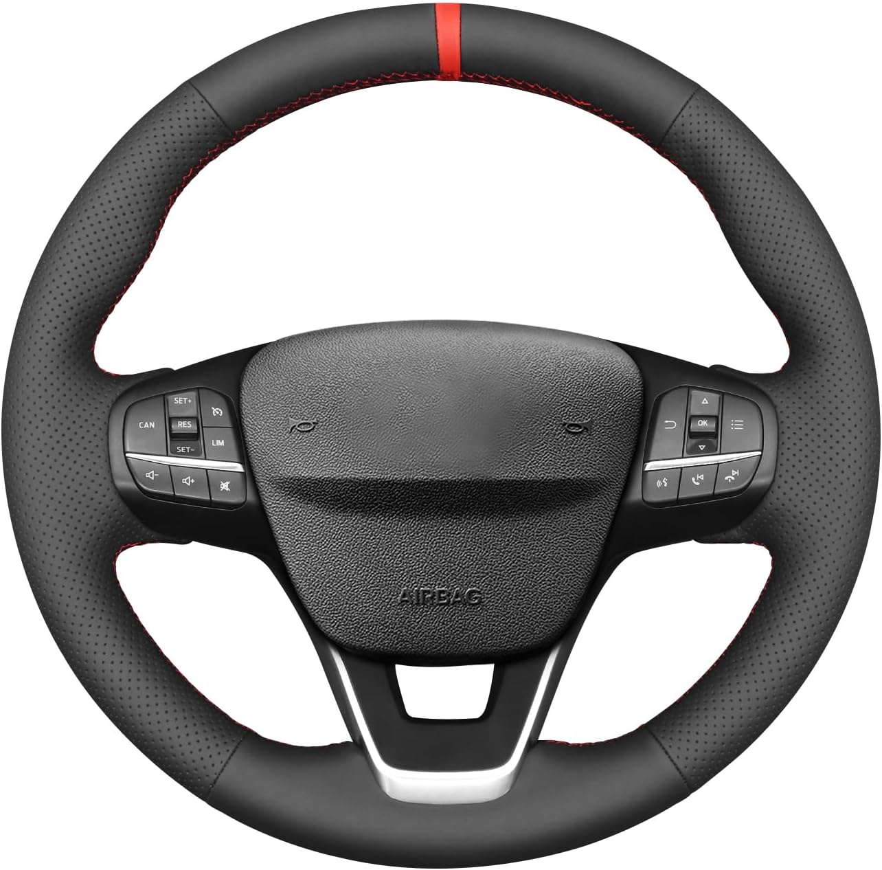 MEWANT Steering Wheel Covers for Ford Bronco Sport/Escape/Maverick / 2020-2024 / E-Transit 2022-2023 / Transit 2020-2024 Leather Steering Wheel Wrap Leather