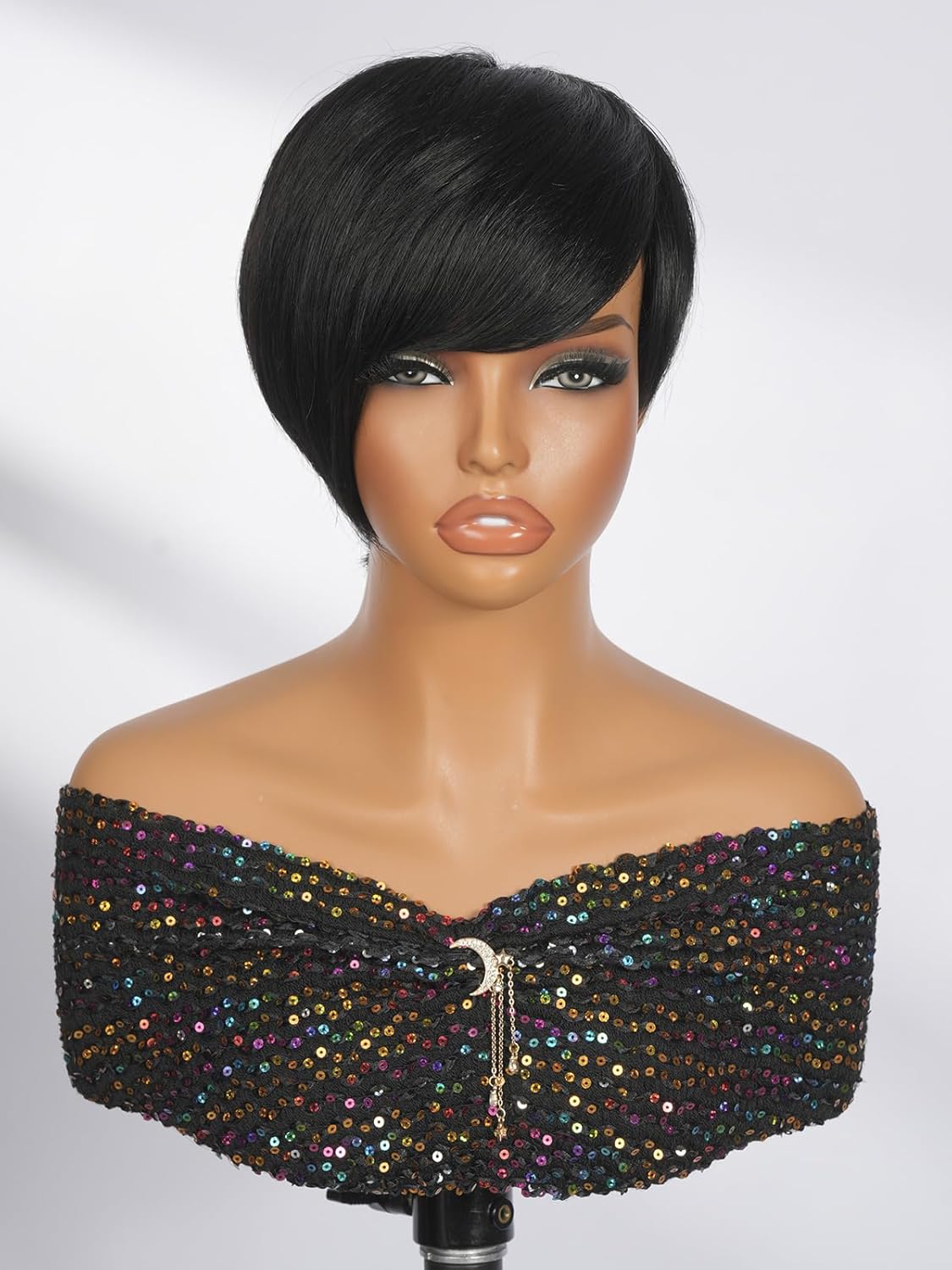Wiggins Hair Pixie Cut Wig Human Hair Straight Short Pixie Cut Wigs Glueless Wigs For Black Women Straight Wigs Human Hair Natural Black Full Machine Made Short Wigs 6 Inch