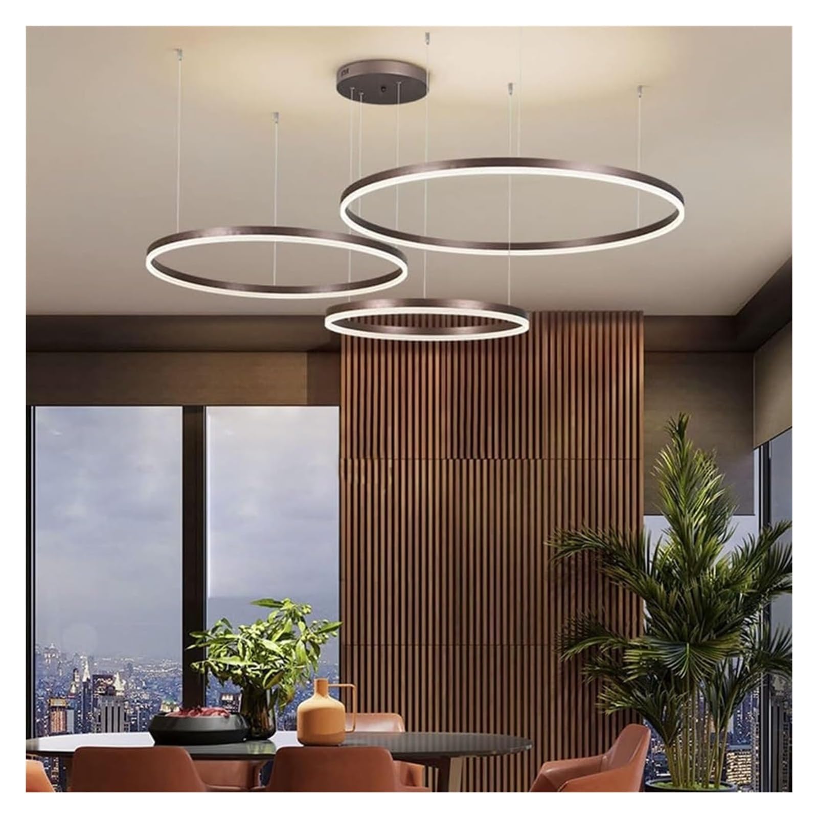 Lustre LED moderne à anneau réglable avec hauteur modulable