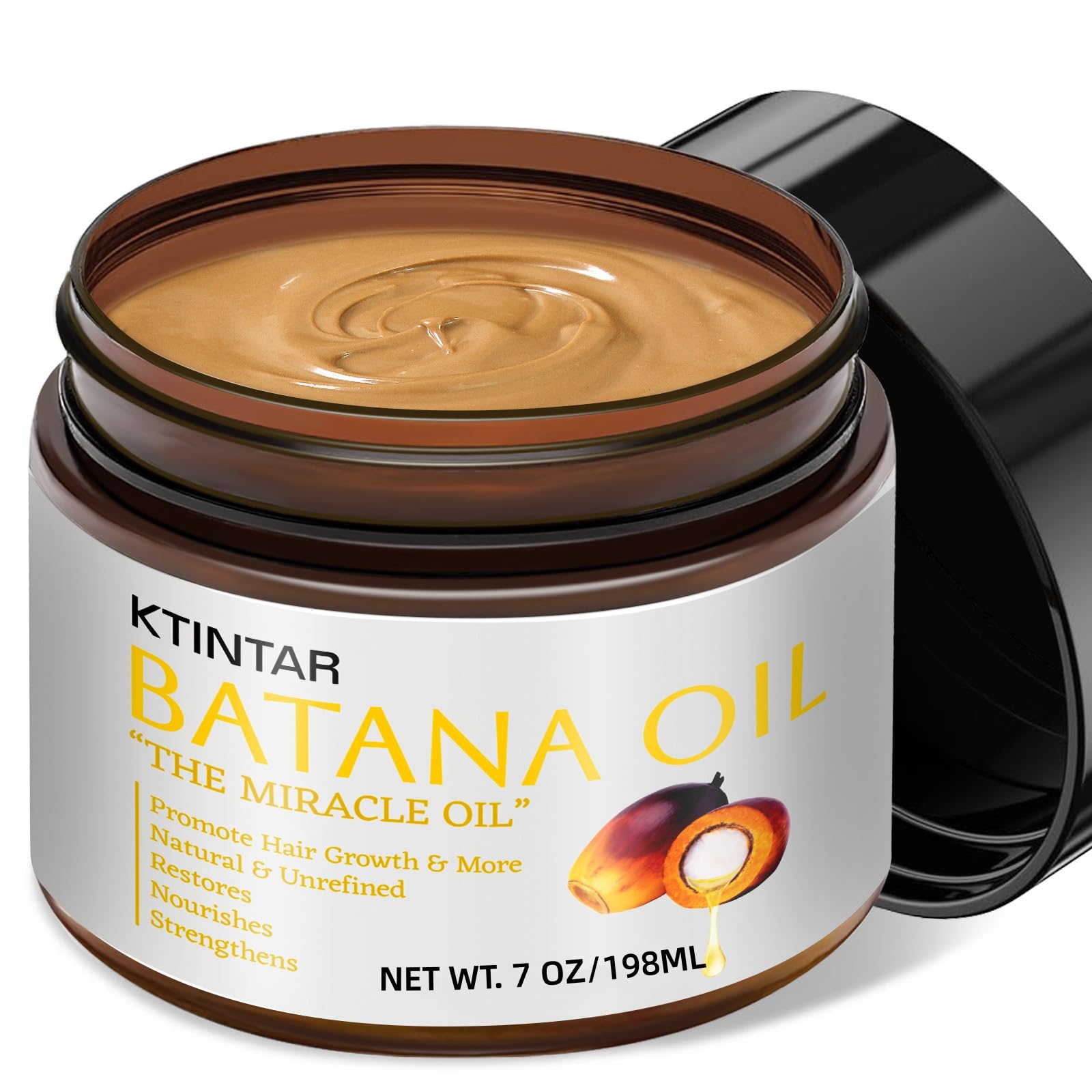 100% Natural Raw Batana Oil for Hair Growth, Unrefined & Organic Dr Sebi Hair Growth Oil From Honduras, Prevents Hair Loss, Eliminates Split Ends 7 Fl Oz (Pack of 1)