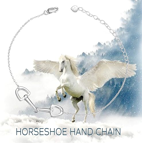 Miniatura 6 de YFN Joyería de regalo de caballo de plata de ley 925 simple doble caballo Strirrup Lariat collar de caballo regalo para mujeres niñas, Plata de ley