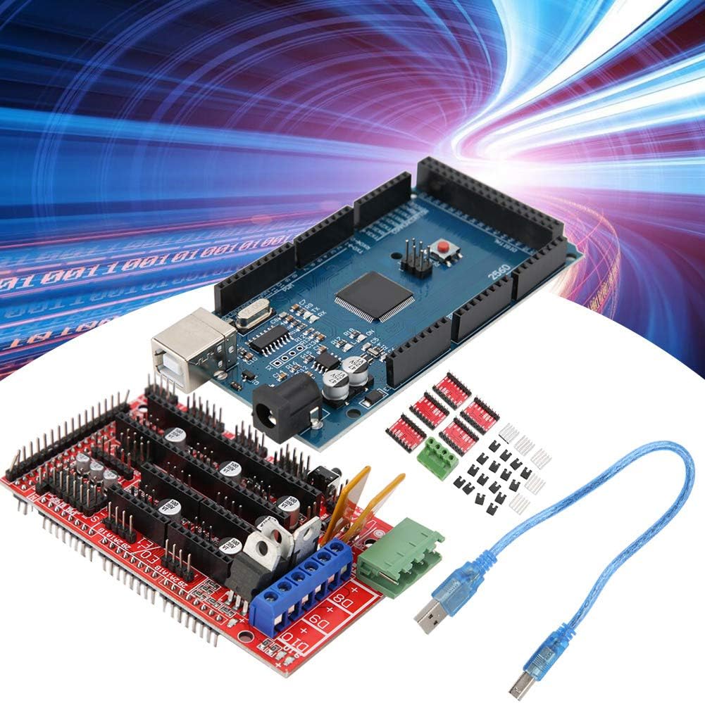 3D Printer Controller DIY Kit, RAMPS 1.4 + 2560 R3 Board + 5pcs A4988 Stepper Motor Driver & Heatsink for Arduino RepRap