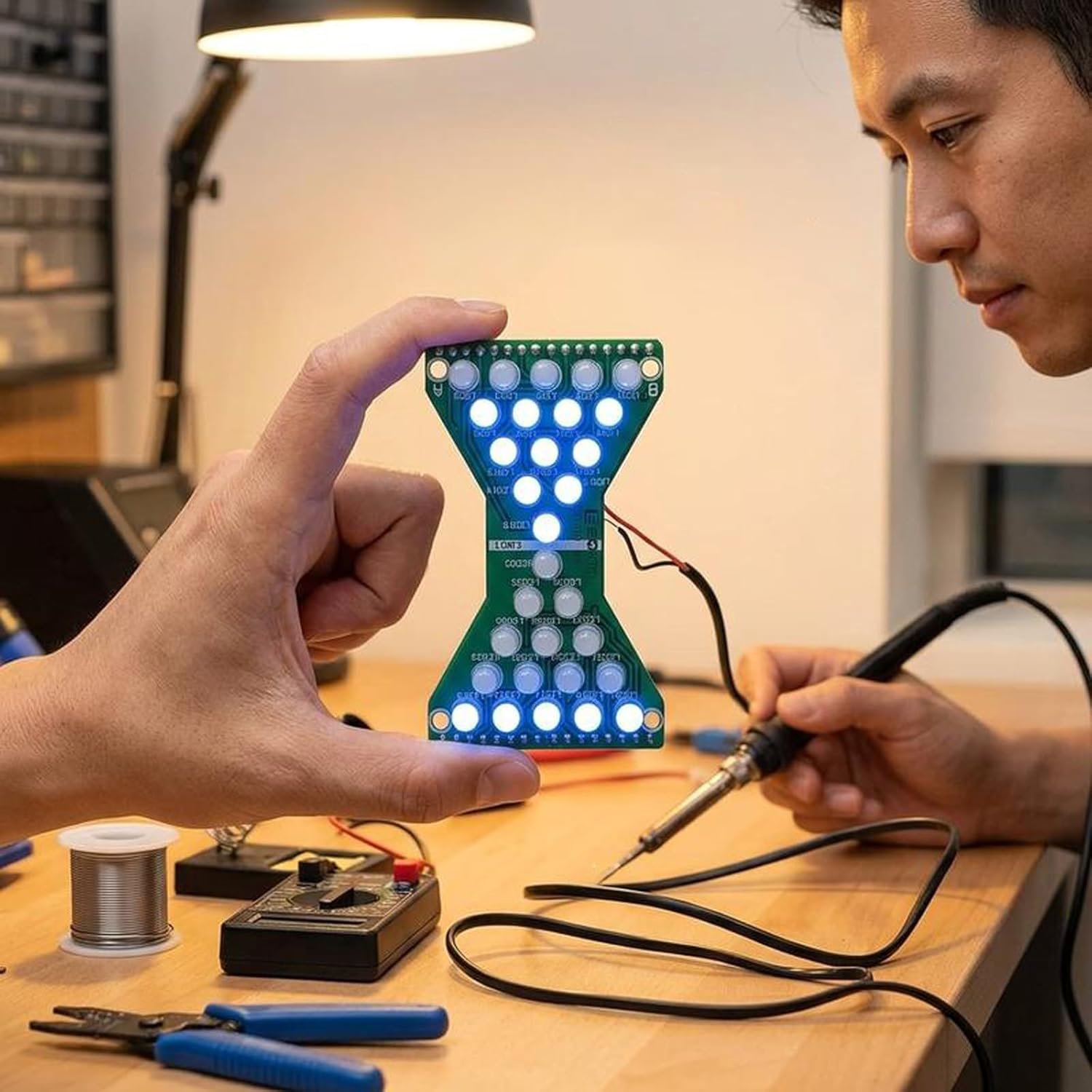 Gikfun Electronic Hourglass led Diy Kits Welding Practice Board Blue Ray EK1886