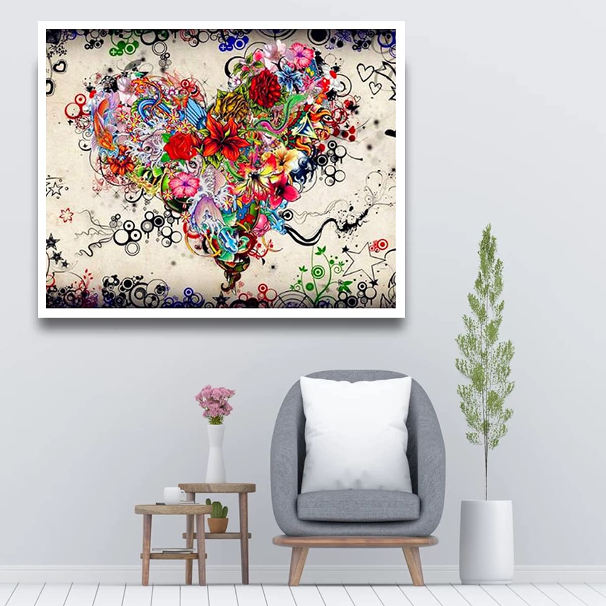 Shukqueen Malen Nach Zahlen Set "Blumenherz" – 40,6x50,8 Cm Inkl. Holzrahmen | Komplettset Für Anfänger & Entspannung