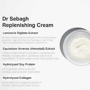 Dr Sebagh Replenishing Cream (1.7 fl oz) - Repairing & Hydrating Moisturizer - Facial Moisturizer for Dry Skin - Vitamin E, Retinol & Collagen Cream for Face - Soothes & Restores Radiance