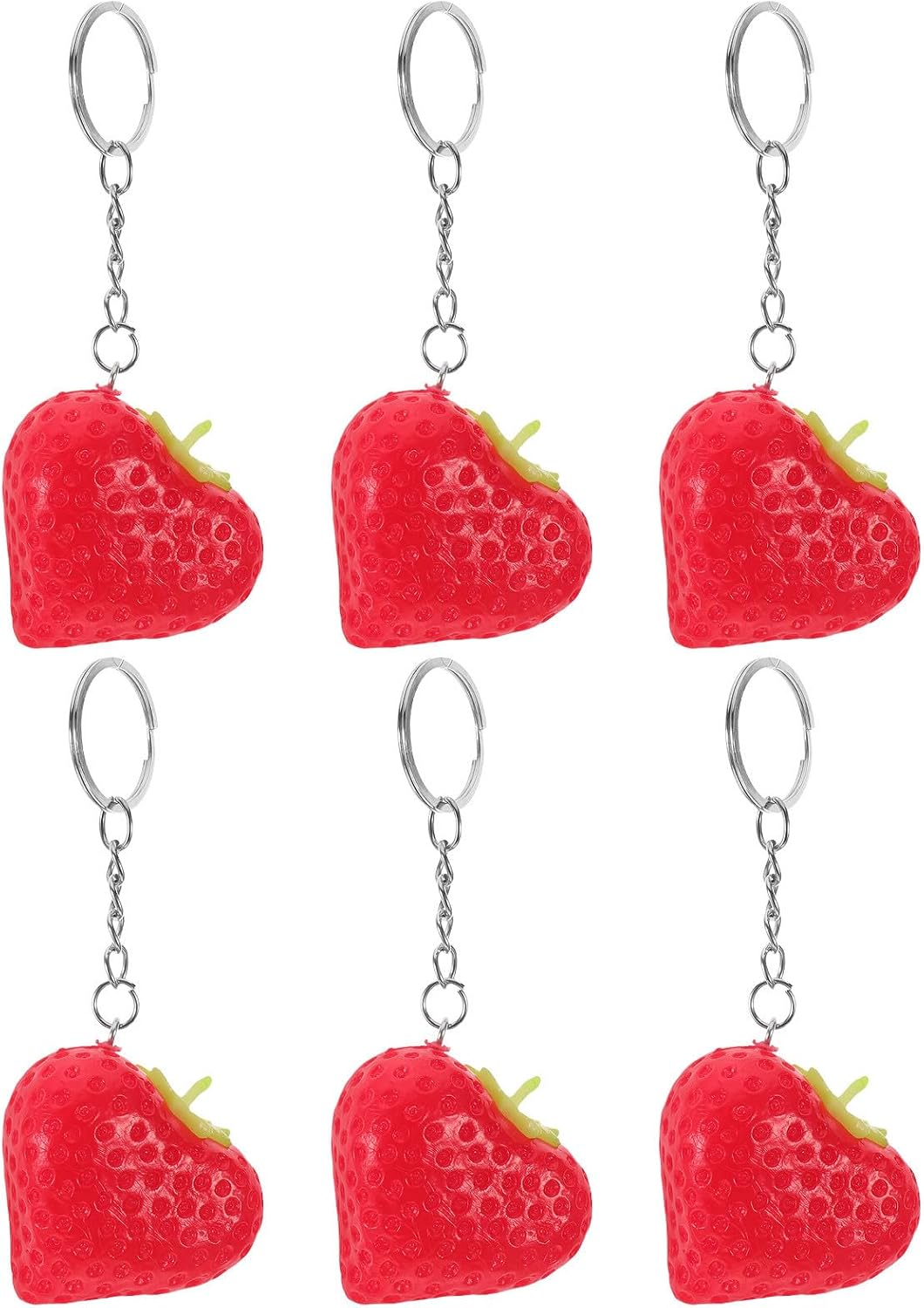 Kisangel 6pcs D Strawberry Keychain Charm Cute Red Pvc Metal Party Favor