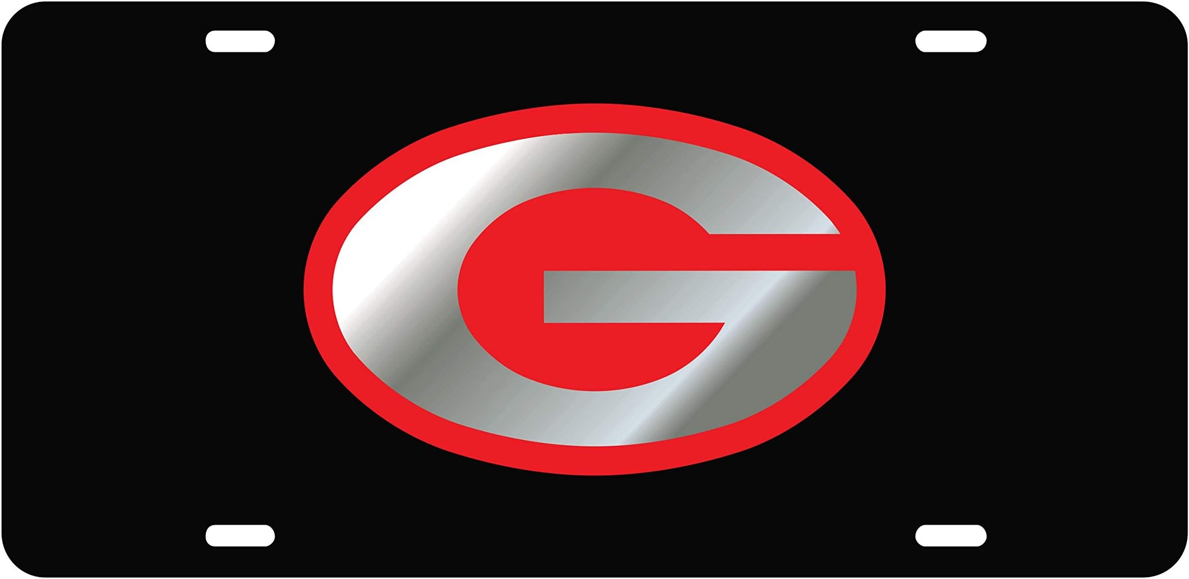 University of Georgia License Plates (04001) (04005) (04007) (04009) (04013) (04049) (04051) (04053) (Black Acrylic with Mirror/Red Acrylic Logo (04170))