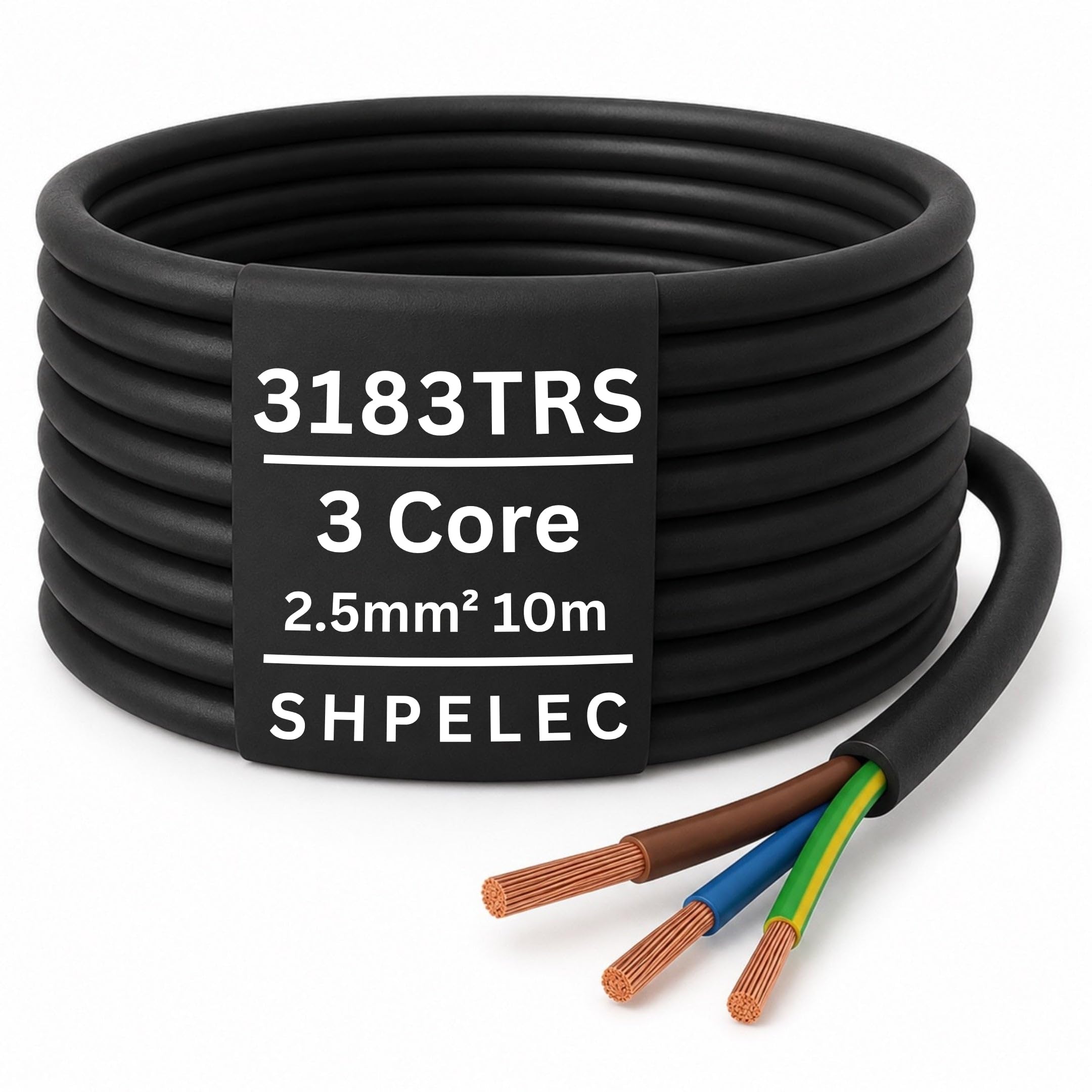 SHPELEC® H05RR-F 3-adriges flexibles Gummikabel - Hochwertiger Elektrodraht für Innen und Außen 1,0mm 1,5mm 2,5mm 5m 10m 20m (2,5mm, 10m)