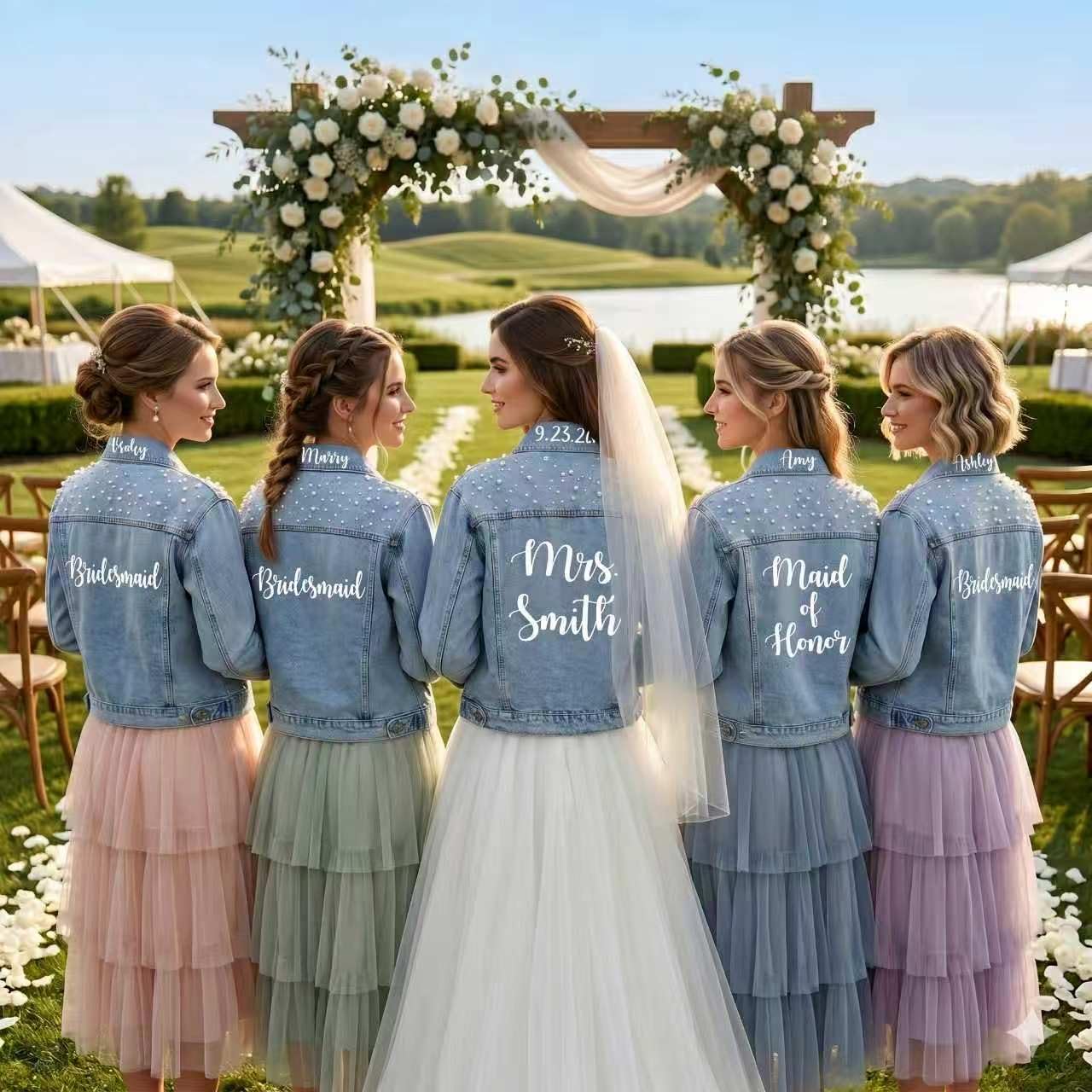 Chaqueta de mezclilla perla personalizada Future Mrs, chaqueta personalizada, chaquetas de boda, chaqueta Wifey, chaqueta nupcial-glit