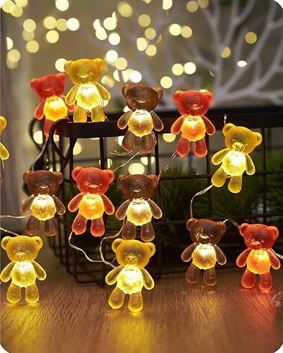Miniatura 4 de Guirnalda de luces decorativas de oso de peluche, luces decorativas con temática de hadas para decoración de fiestas, control remoto de 8.5 pies, 20