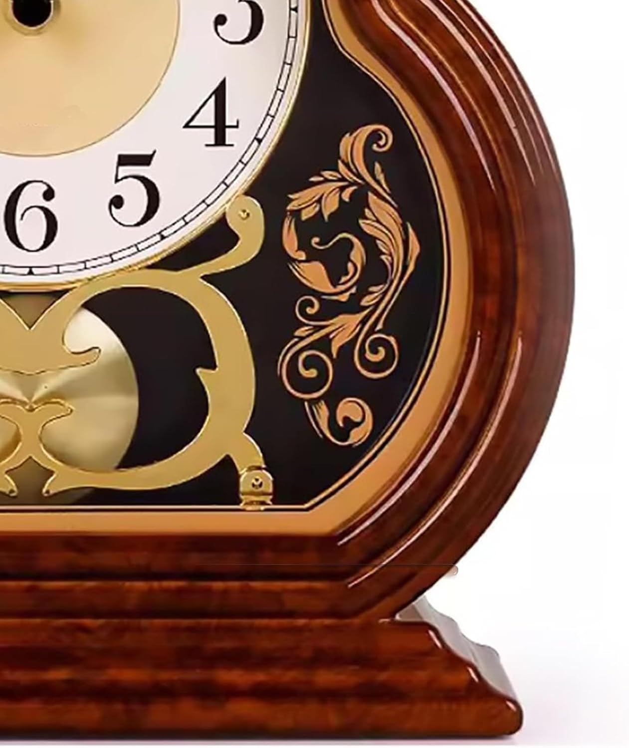 Stands Mantel Clock,Pendulum Clocks with Silent Movement,for Living Room Quiet Mantlepiece Clock Vintage Walnut Wooden Table Clock Battery Powered Mantel Clock,for Office Desk Shelf.