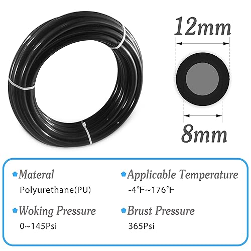 Miniatura 8 de Pneumatic Tubing 1/2"OD PU Air Tubing Pipe Hose Blue Air Compressor PU Line Hose Tube For Air Tubing Or Fluid Transfer 10 Meter 32.8 Feet