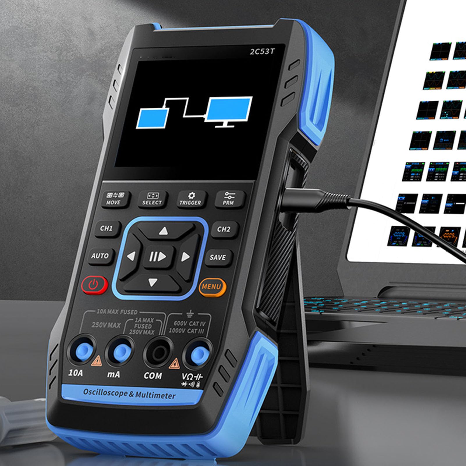 FTVOGUE Tragbares Digitales Oszilloskop-Multimeter, 2,8-Zoll-LCD-Display mit DDS-Signalgenerator für die Automobilelektrik