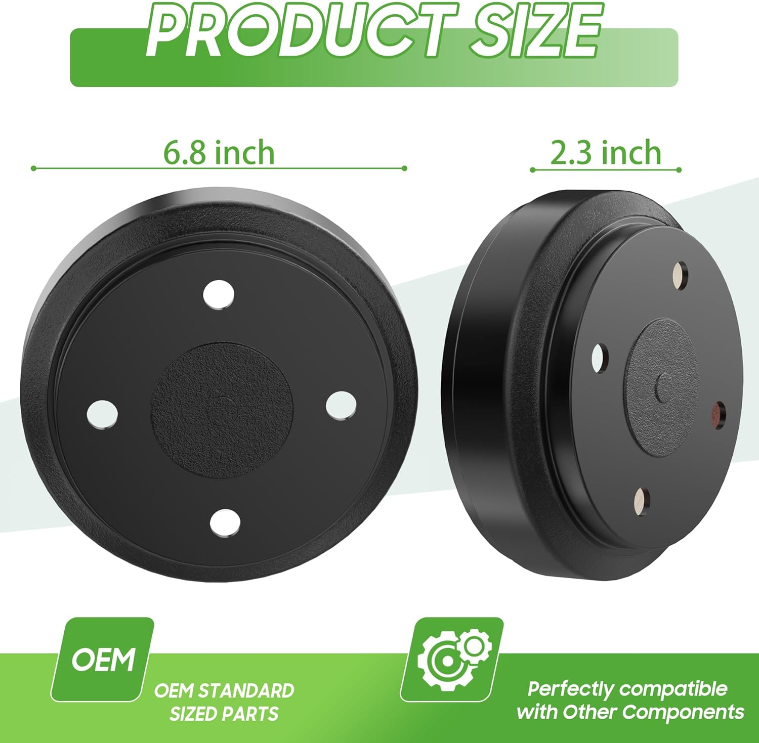 10L0L 2Pack Golf Cart Rear Brake Drums for Club Car DS 1995-Up, Club Car Precedent 2004-Up Gas & Electric Golf Cart, Replace OEM# 1017911-01,1018232-01