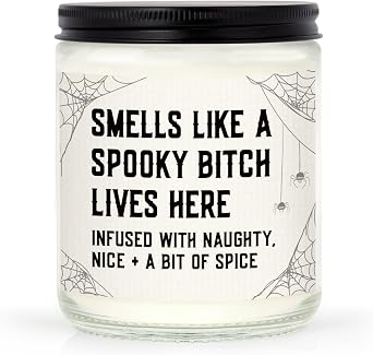 Funny Spooky Gifts for Women, Summerween Witchy Halloween Decorations Candle Soy Wax, Horror House Warming Gifts for New Apartment/Home, Spooky Gothic Gift with Spider Web, 7oz