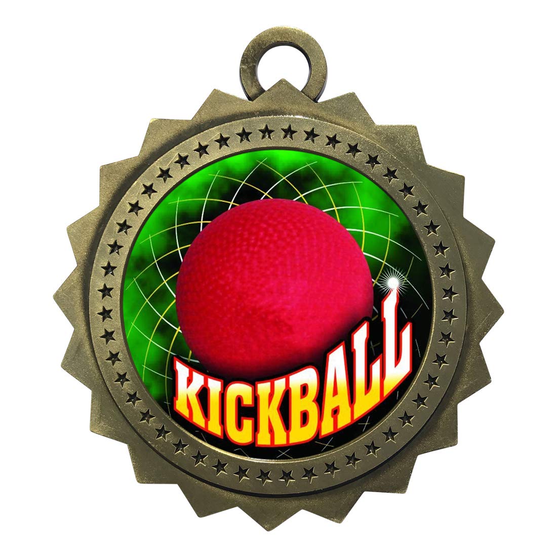 10 PK of Kickball Gold Medals Trophy Award with Neck Ribbons D03-FCL503