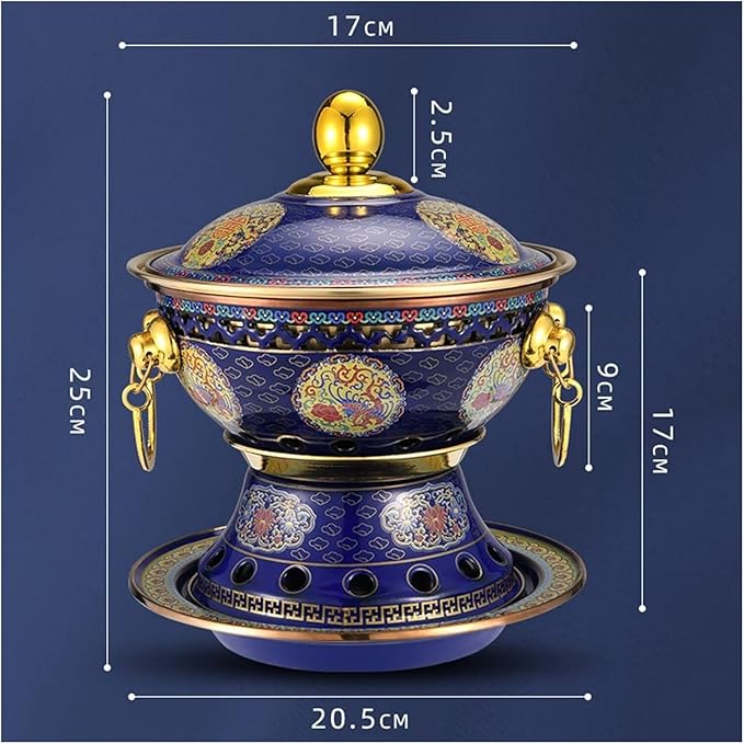 Olla de cobre para Shabu Shabu, fondue y cocina al aire libre, azul miniatura 3