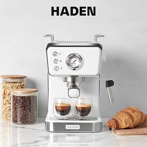 Miniatura 9 de Máquina de café espresso HADEN Barista Brew, máquina de espresso de acero inoxidable con espumador de leche y función de vaporizador y tanque