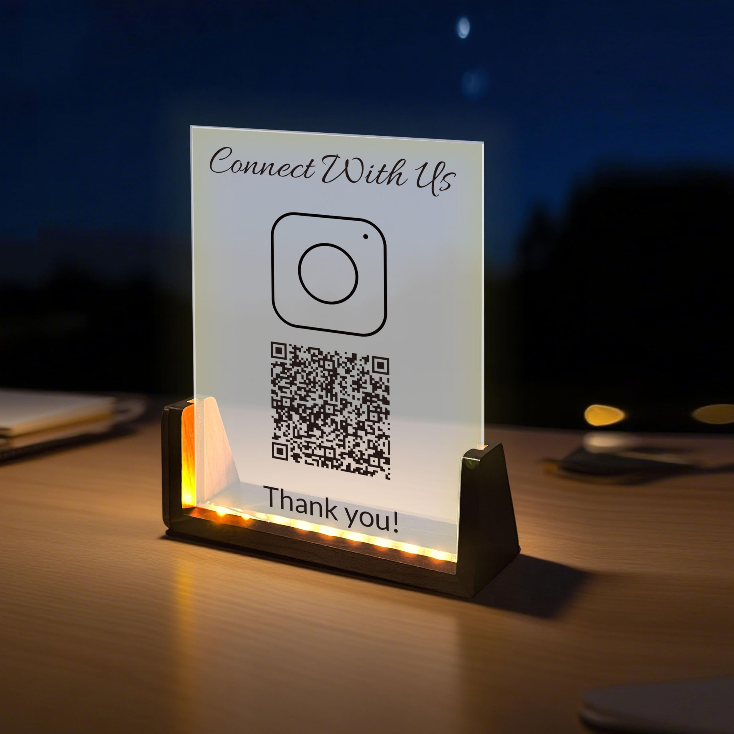Personalized U-Shaped UV Frosted Acrylic Business QR Code Signs Custom Multi Facebook Web Social Media Sign Choose Your Logo Scan to Pay Venmo Paypal Cash Hairdressers Beautician Sign (U1SCode)