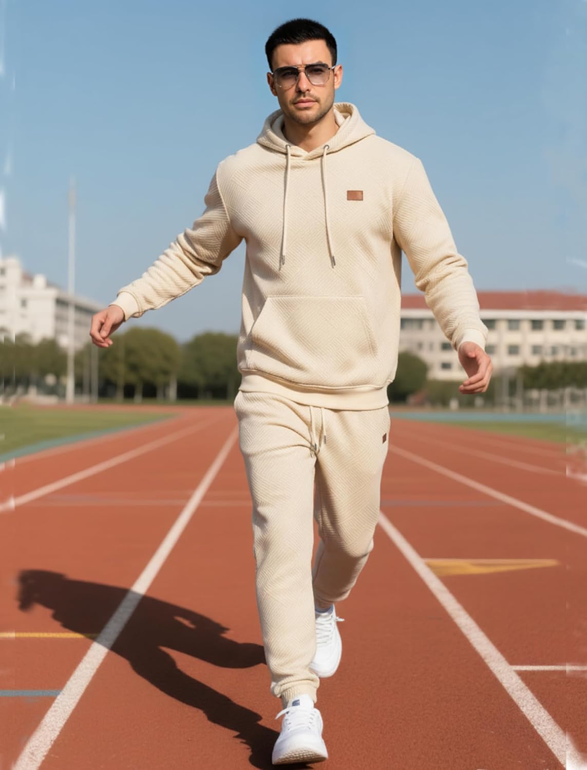 Vssjavun Mens Sweatsuits 2 Piece Set Long Sleeve Jacquard Sweatshirt Jogging Sweatpants Tracksuits - Image 6