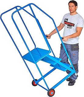 Mobile Warehouse Steps on Wheels, Safety Access Ladder With 