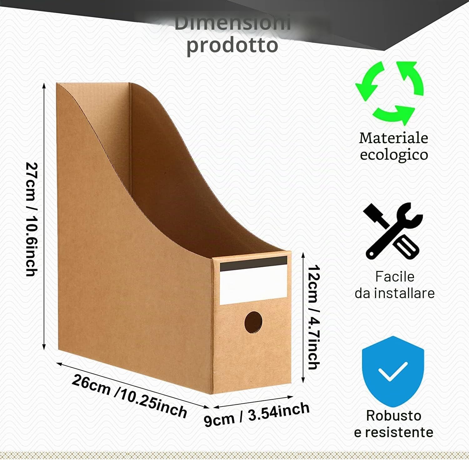 KAHEIGN 12 Pezzi Portariviste, 26cm x 9cm Portariviste in Cartone Kraft Scatola per Documenti di Cancelleria Divisore Organizzatore di File A4 per Scuola L'ufficio Domestico File L'archiviazione