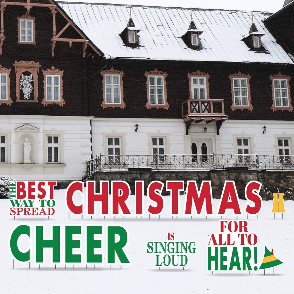 VictoryStore Christmas Yard Decorations: The Best Way To Spread Christmas Cheer Is Singing Loud For All To Hear Yard Decoration Letters 19pcs with Stakes